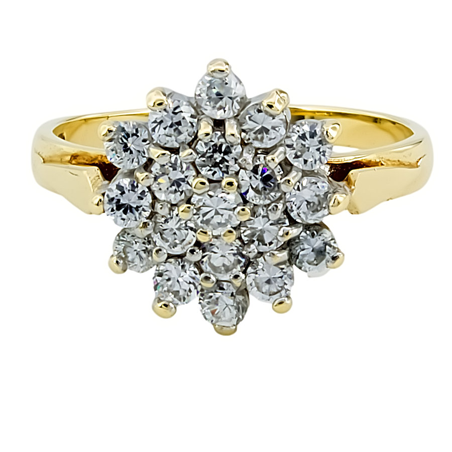 9ct gold Cubic Zirconia Cluster Ring size K